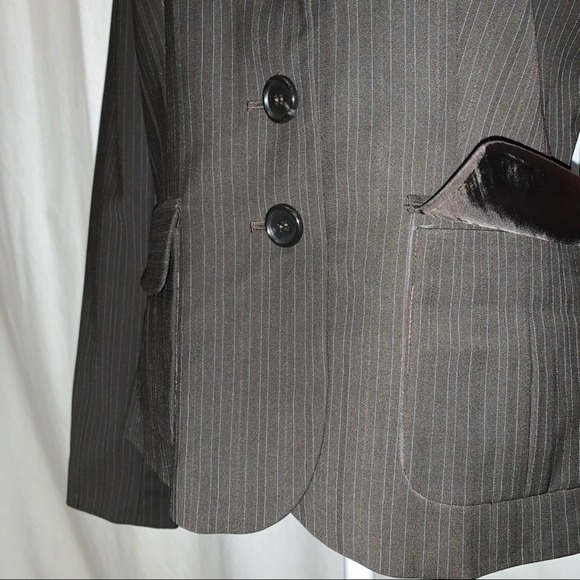 Ann Taylor Womens Brown Pin Stripe Blazer Size 6 Linen Blend - Picture 4 of 7